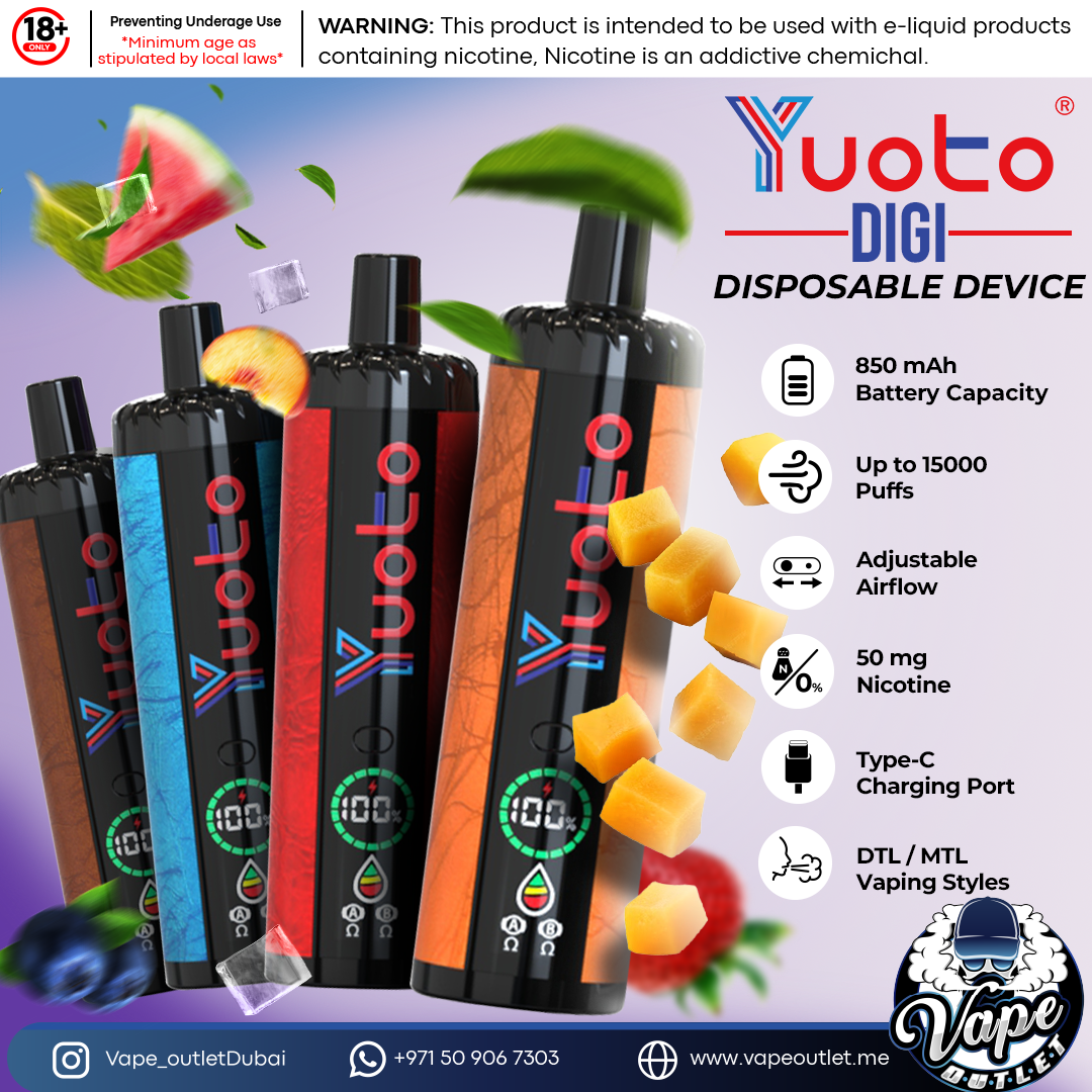 Yuoto DIGI 15000 Puffs Disposable Vape – Vape outlet uae